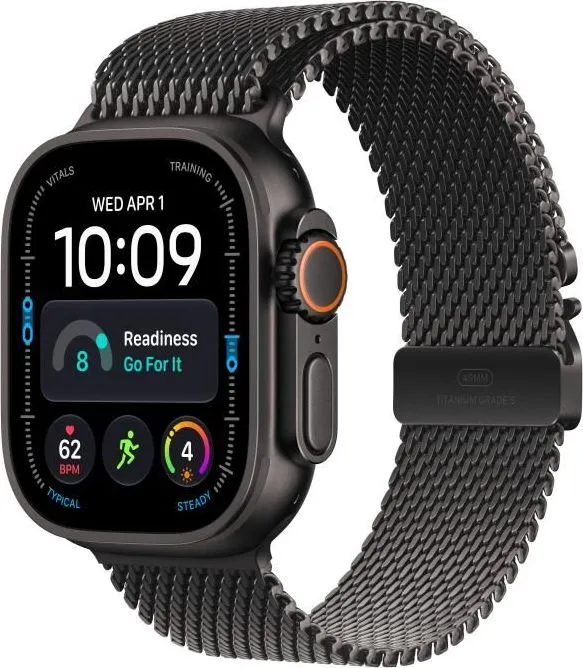 Apple Watch Ultra 4 GPS + Cellular 49mm Black Titanium Case with Black Titanium Milanese Loop - L