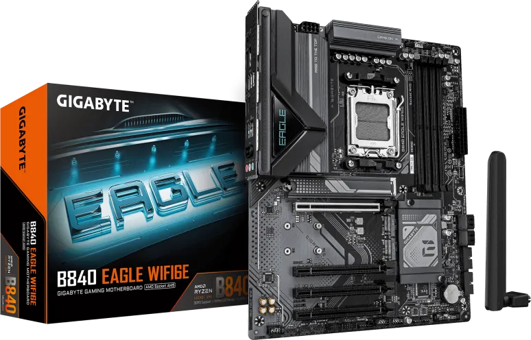 Placă de bază Gigabyte B840 Eagle WIFI 6E, ATX, socket AM5, chipset B840, DDR5 192 GB — Resigilat