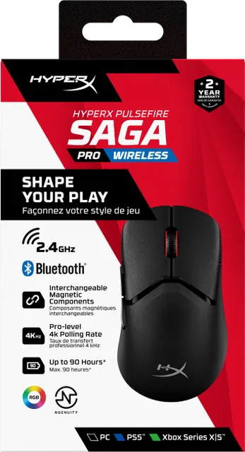 Mouse Gaming Wireless HyperX Pulsefire Saga Pro, 26000 dpi, negru
