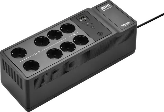 APC Back-UPS, 1050VA/600W Floor/Wall Mount, 230V, 8x Schuko CEE 7/3 outlets, USB Type A+C Port — Resigilat