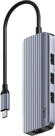 Hub USB CUDY UH606, USB-C, 6 porturi, HDMI, RJ-45, Argintiu