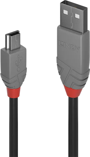 Cablu Lindy USB 2.0 Type A to Mini-B, USB A/ Mini USB, 3 m, Negru