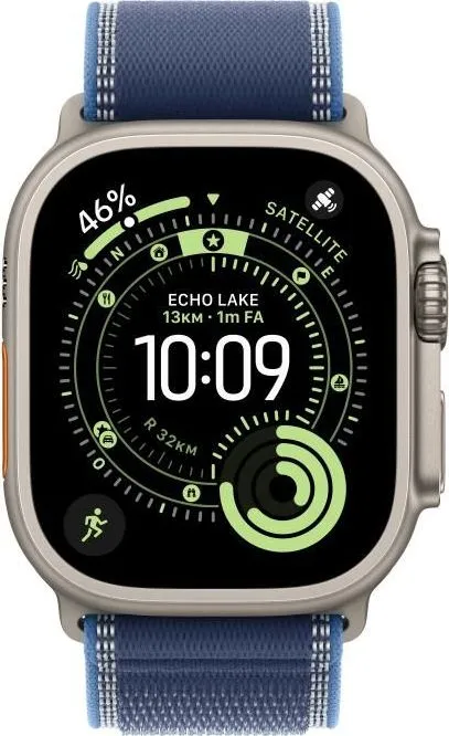 Curea pentru Apple Watch 49mm Blue/Bright Blue Trail Loop - S/M - Natural TitaniumFinish