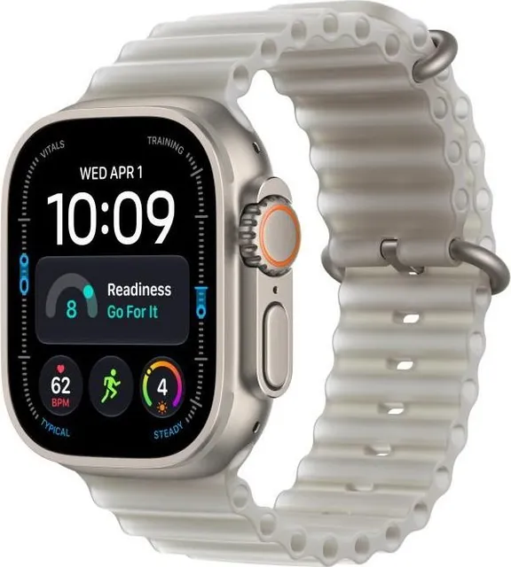 Apple Watch Ultra 4 GPS + Cellular 49mm Natural Titanium Case with Translucent Grey Ocean Band