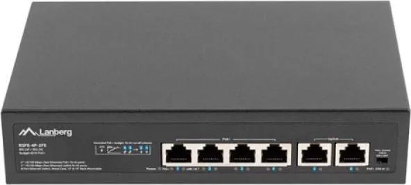 Switch Lanberg RSFE-4P-2FE-60, 6 porturi, PoE