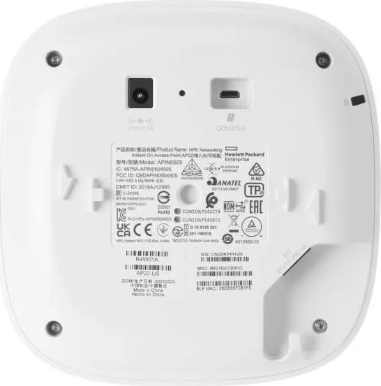 HPE Networking Instant On Indoor Access Point 2x2 Wi-Fi 6 (RW) AP22