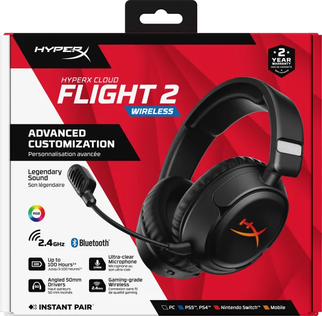Casti Gaming Head-band HyperX Cloud Flight 2, Wireless, Negru