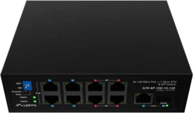 Switch Lanberg ILFE-8P-1GE-1S-120, 8 porturi, PoE
