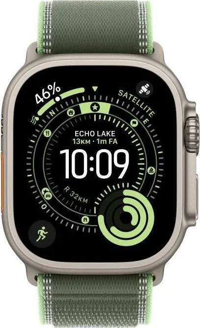 Curea pentru Apple Watch 49mm Green/Neon Trail Loop - S/M - Black Titanium Finish