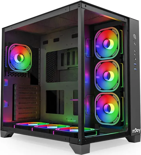 Carcasa nJoy Aura, RGB, Mid Tower, Black