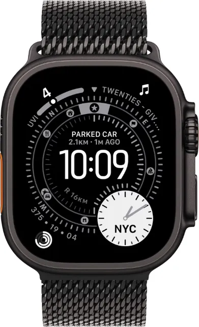 Apple Watch Ultra 3 GPS + Cellular 49mm Black Titanium Case with Black Titanium Milanese Loop - Medium