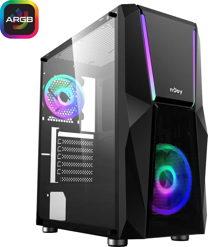 Carcasa NJOY Fort, RGB, Mid Tower, Black