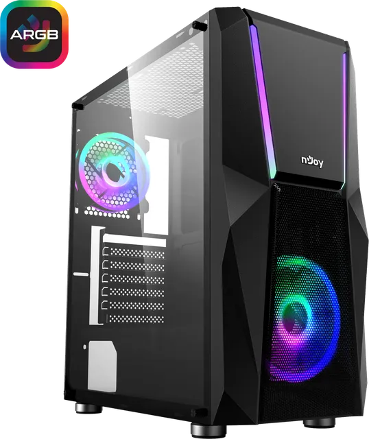 Carcasa NJOY Fort, RGB, Mid Tower, Black