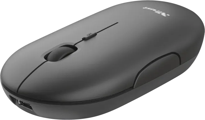 Mouse Wireless Trust Puck Rechargeable Wireless Ultra-Thin Mouse, 1600 dpi, Negru
