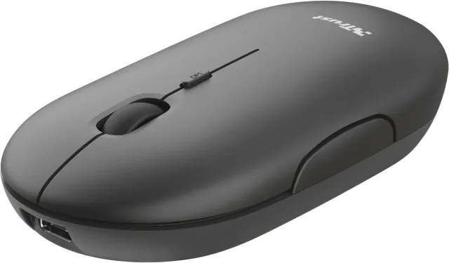 Mouse Wireless Trust Puck Rechargeable Wireless Ultra-Thin Mouse, 1600 dpi, Negru