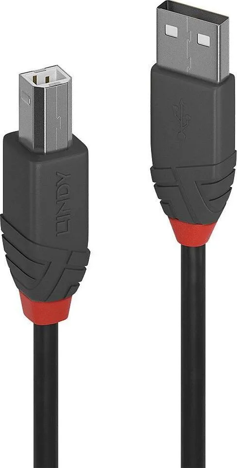 Cablu Lindy Anthra Line, USB A/ USB B, 1m, Negru