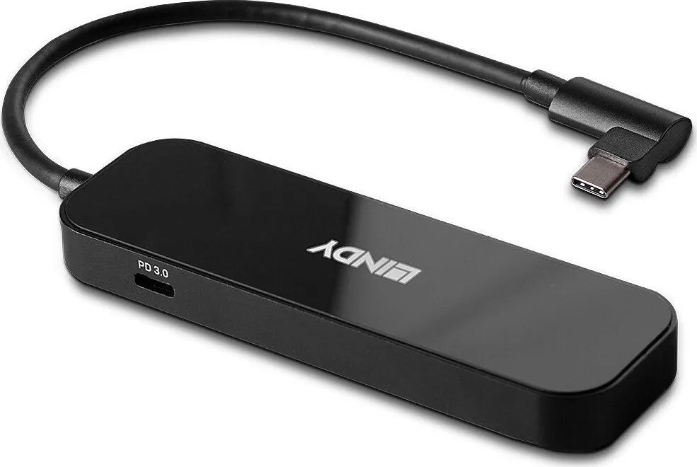 Hub USB Lindy 4 Port USB 3.2 Gen 2 Hub, USB-C, 4 porturi, Negru