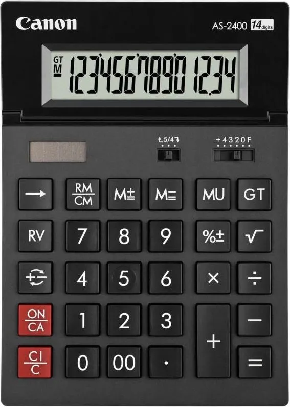 Calculator birou Canon AS2400, 14 digiti, ribbon, display LCD ajustabil, functie business