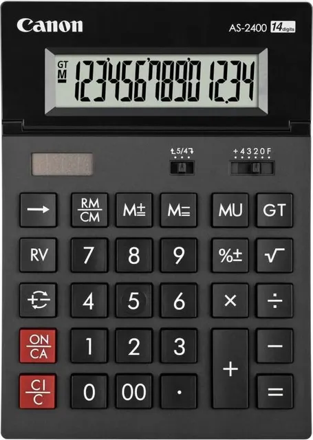 Calculator birou Canon AS2400, 14 digiti, ribbon, display LCD ajustabil, functie business