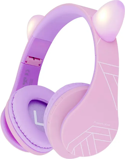 Casti Over-ear PowerLocus Kids Cat Ears, Wireless/Wired, Multicolor