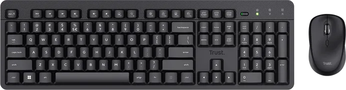 Kit wireless tastatura si mouse Trust Ody II, taste numerice, negru, US English