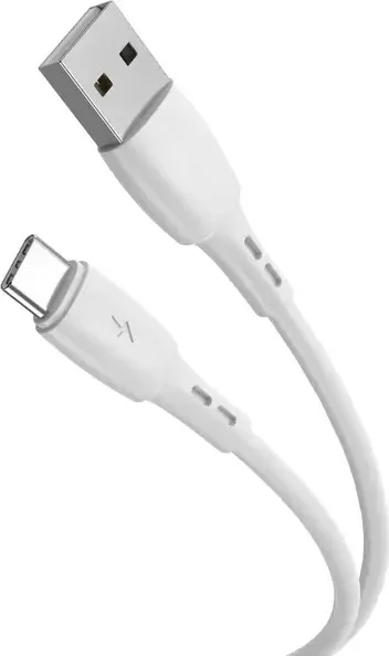 Cablu Lemontti Wind Fast Charge, USB A/ USB C, 1.2m, Alb