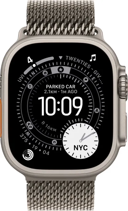 Apple Watch Ultra 3 GPS + Cellular 49mm Natural Titanium Case with Natural Titanium Milanese Loop - Medium