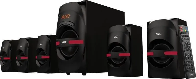 Sistem audio 5.1 Akai, USB/SD, MP3, Bluetooth 105W, negru