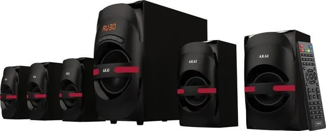 Sistem audio 5.1 Akai, USB/SD, MP3, Bluetooth 105W, negru