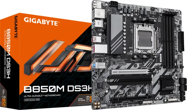 Placa de Baza Gigabyte B850M DS3H AM5, 4x DDR5, 1x HDMI 2x DP, 2x PCIE x16, 2x M.2, 4x SATA 6GB/s — Resigilat