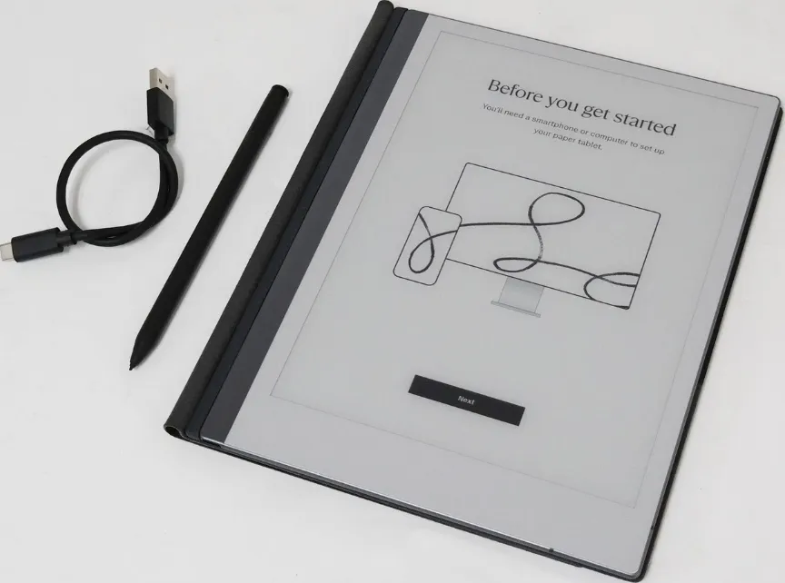 reMarkable 2 Paper Tablet with Marker Plus and Premium Leather Book Folio Black