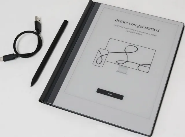 reMarkable 2 Paper Tablet with Marker Plus and Premium Leather Book Folio Black