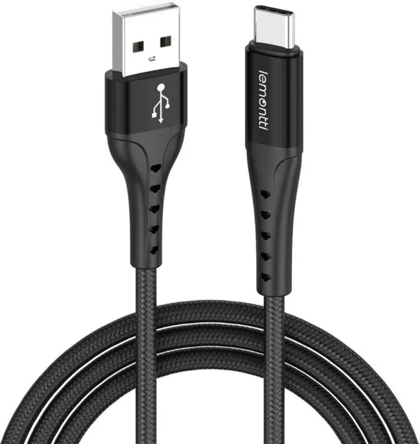 Cablu Lemontti Bending Aluminum Fast Charge, USB A/ USB C, 2m, Negru