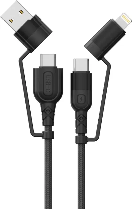 Cablu Lemontti LEMCF4IN1PDN, USB A/ USB C/ Lightning, 1, 2m