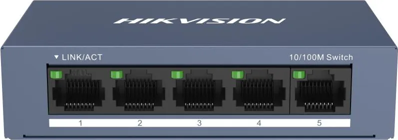 Switch Hikvision DS-3E0105-O: 5 × 10/100 Mbps RJ45 Port, tensiune alimentare 5 VDC, 1A