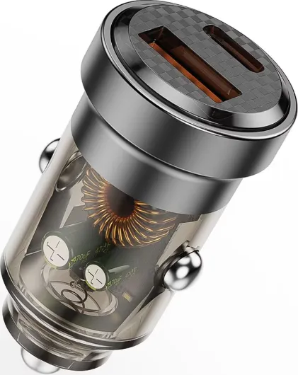 Incarcator Auto Lemontti LIAQCPD45WTN, 45W, 2 porturi, Gri