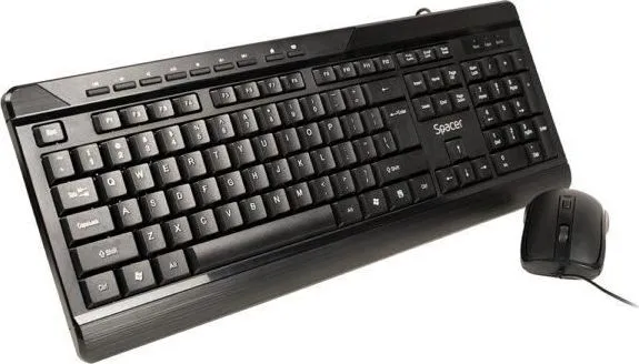 Kit Wired tastatura si mouse Spacer SPOK-WD-02, taste numerice, Negru, Romanian