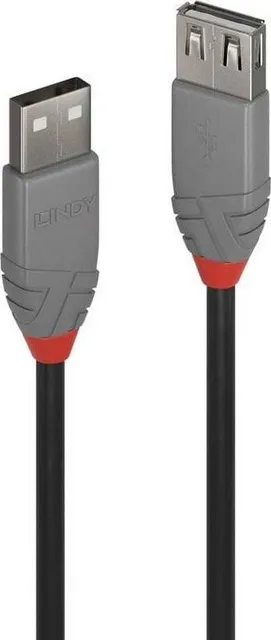 Cablu transfer date Lindy LY-36704, USB 2.0 Male tip A - USB 2.0 Female tip A, 3 m, Anthra Line