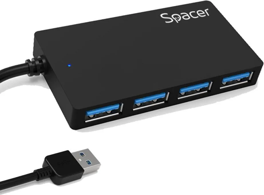 Hub USB Spacer SPH-332, USB-A, 4 porturi, Negru