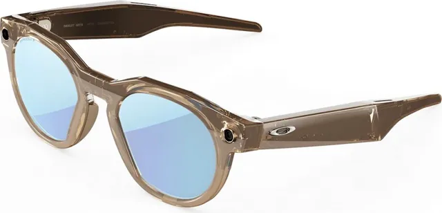 Oakley Meta HSTN AI Glasses Brown Smoke Frame Prizm Deep Water Polarized Lenses Wide - High Bridge Fit