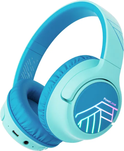 Casti cu microfon PowerLocus BoboKids, Bluetooth, Albastru