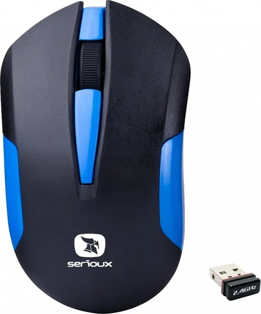 Mouse Serioux wireless, Drago 300, 1000dpi, albastru, baterie AAinclusa, receptor nano, blister, USB