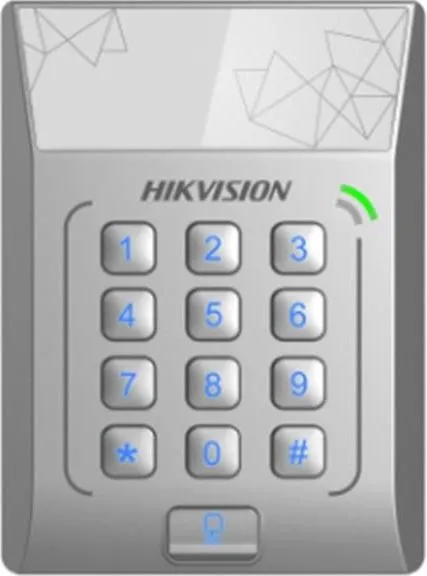 Cititor standalone cu tastatura si card de proximitate Hikvision DS- K1T801E, suporta cartele EM 125Khz