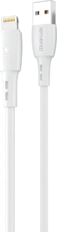 Cablu Lemontti Wind, USB-A/ Lightning, 0.5m, Alb
