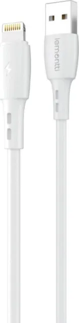 Cablu Lemontti Wind, USB-A/ Lightning, 0.5m, Alb