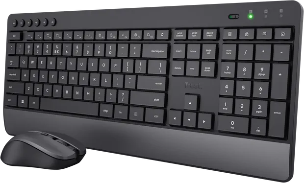 Kit Wireless tastatura si mouse Trust Trezo, taste numerice, negru, US English