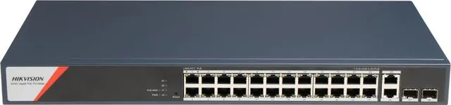Switch PoE Hikvision DS-3E1528HP-SI-24P2T2F: 24 x 10/100/1000 Mbps PoE Ports, 2 × 10/100/1000 Mbps RJ45