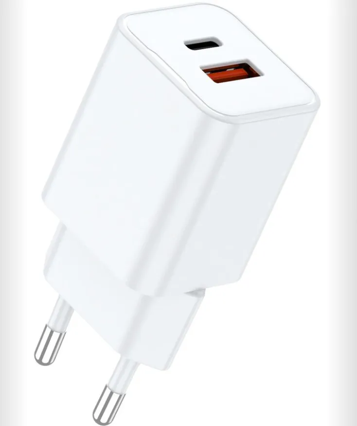 Lemontti Încărcător Rețea GaN Dual Port 25W 1x USB-C 1x USB-A Alb