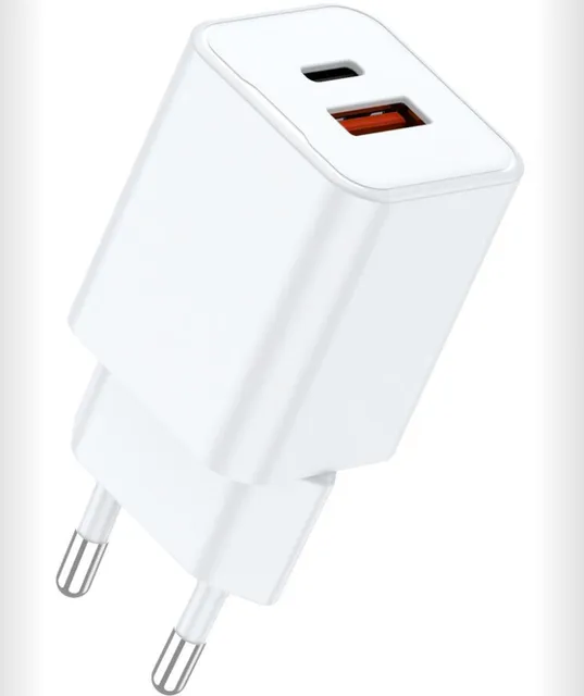 Lemontti Încărcător Rețea GaN Dual Port 25W 1x USB-C 1x USB-A Alb
