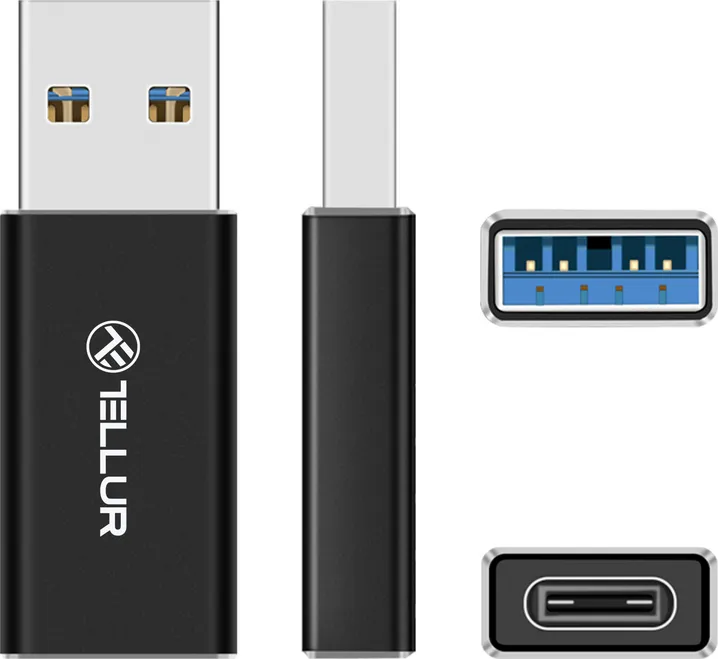 Adaptor Tellur USB-A la USB-C, 3A, 480Mbps, Negru